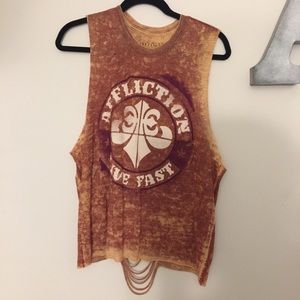 Edgy Affliction muscle T-shirt with distressing